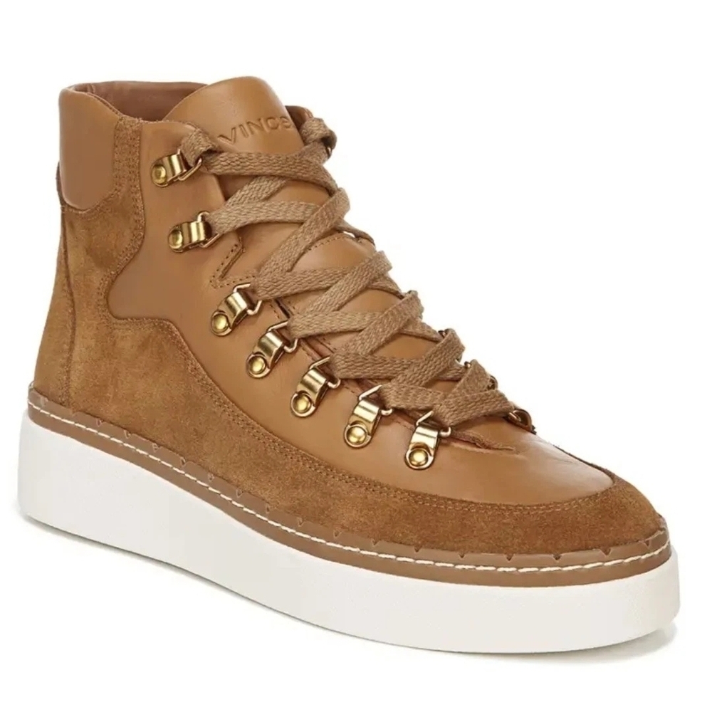 Vince Soren Tan Brown Boot Water Repellent Leather Suede Size 7 $350